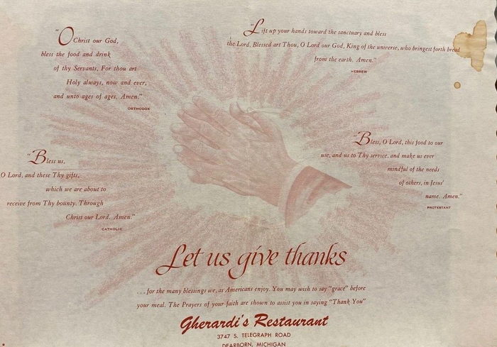 Gherardis Restaurant - Placemat (newer photo)